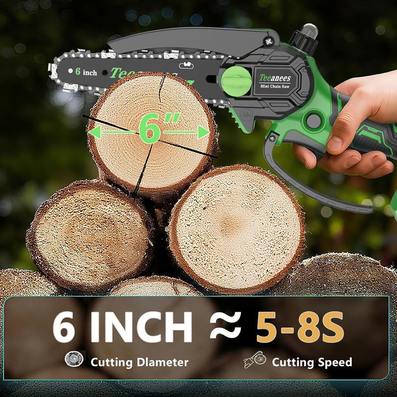 ANEES Mini Chainsaw Cordless 6 Inch With 1 Batterie three chains Portable Small Electric Pruning saw for Wood Cutting,Tree Trimming, Garden & Household Use Stocking Stuffers Gift for Men Dad Husband - Image 4